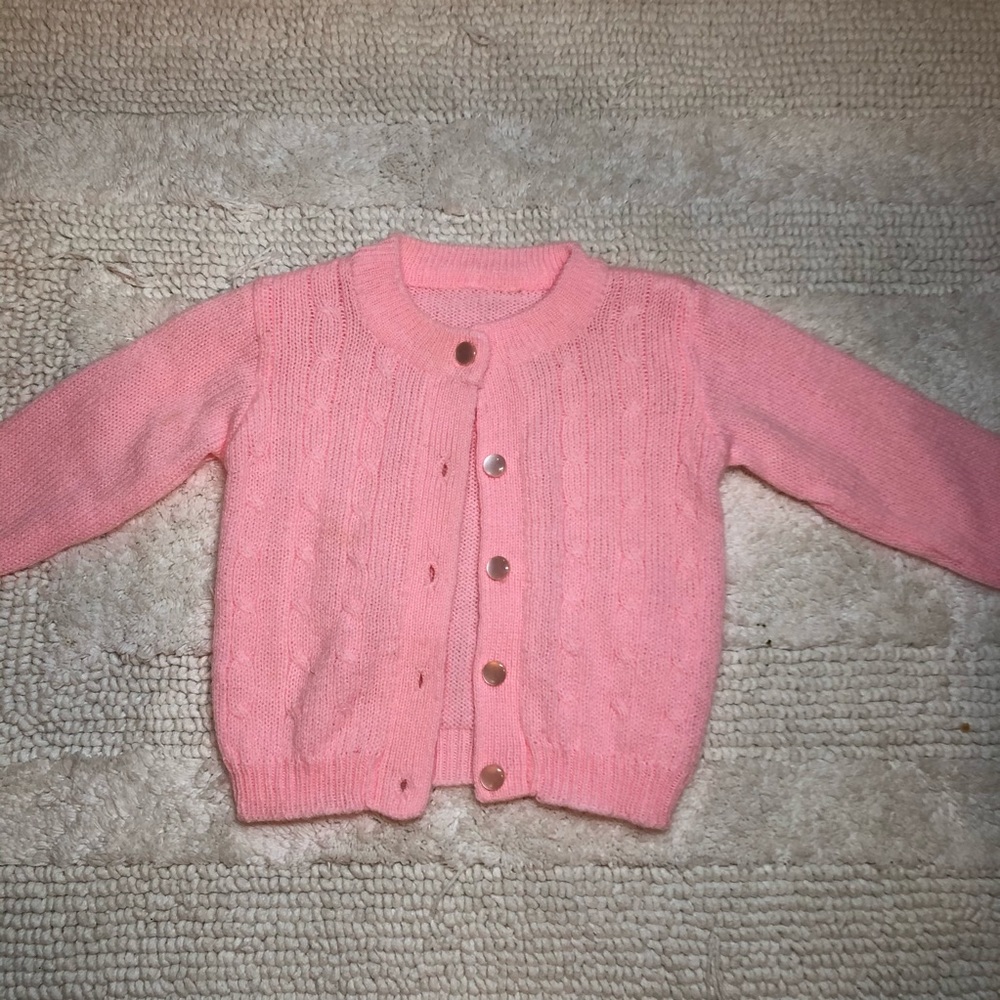 Vintage 12M (?) Pink Cord Cardigan